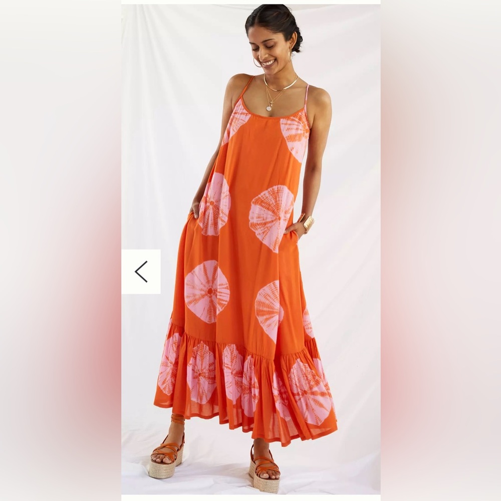 NWT. Anthropologie Norwhite Norblack Tie-Dye Maxi Dress size XS Orange Pink